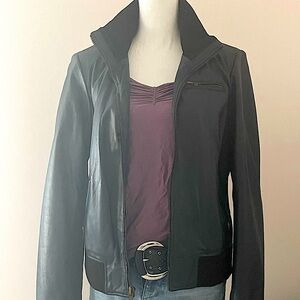 Soft genuine leather in dark-blue/black NWT